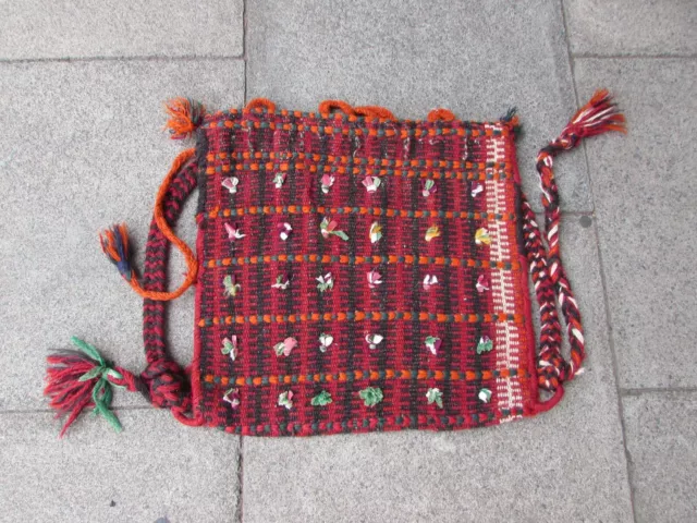 Vintage Hand Made Traditional Oriental Wool Red Small Kilim Bag 50x53cm