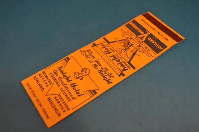 KNIGHT HOTEL  FS MATCHCOVER  Vintage Matchbook ASHLAND WISCONSIN Addl Ship FREE!