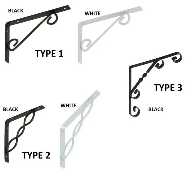 Decorative Shelf Supports Support Metal Ornamental Brackets Black White