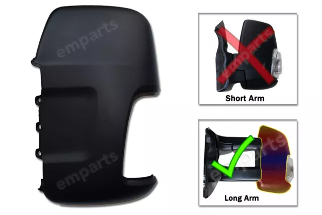 For Ford Transit MK8 Long Arm Door Wing Mirror Black Cover Left N/S  2014 2018