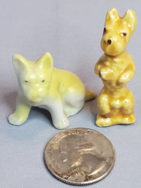 Miniature French Bulldog Boxer Porcelain Figurines Set of 2 Blonde Made In Japan