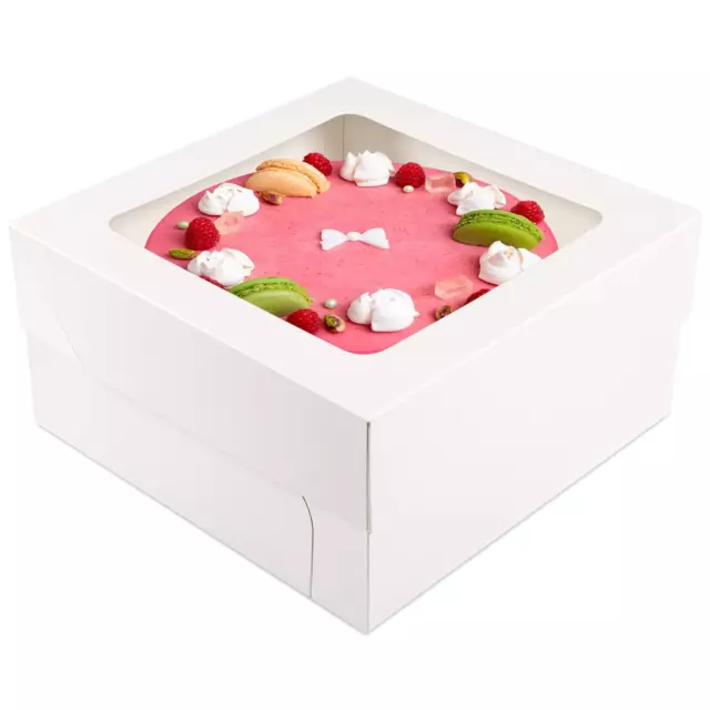 Moretoes 10pcs 12 Inch Cake Boxes with Window 12x12x6 Inches White Bakery Box