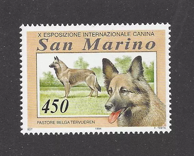 Dog Art Head Body Study Portrait Postage Stamp BELGIAN TERVUREN San Marino MNH