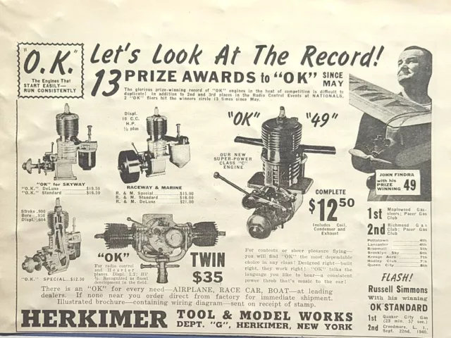 Herkimer Tool & Model Works Airplane Motors NY Wheels Vintage Print Ad 1940