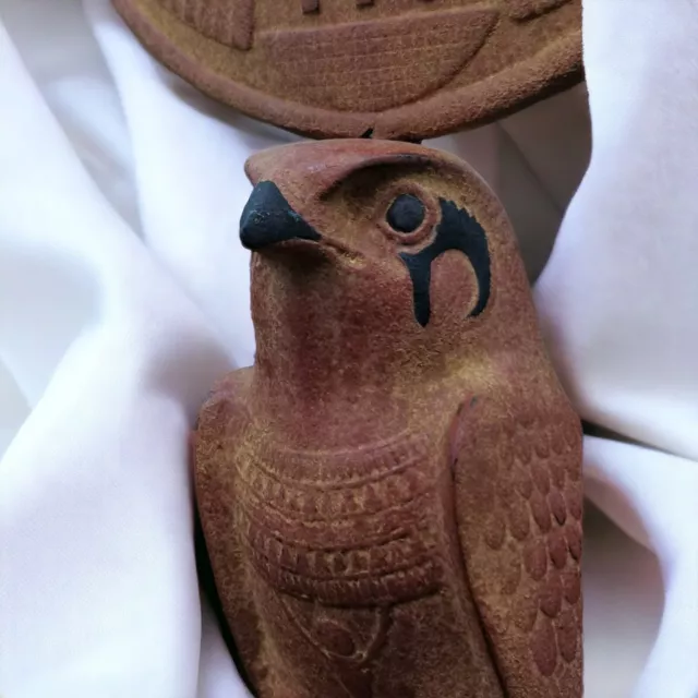 UNIQUE ANCIENT EGYPTIAN ANTIQUES Statue God Horus as Falcon Bird With Scarab BC