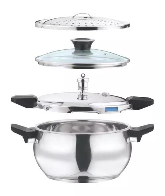 Acero Inoxidable Magia Exterior Tapa Presión Cooker- 5.5L (Inducción & Gas Amigo