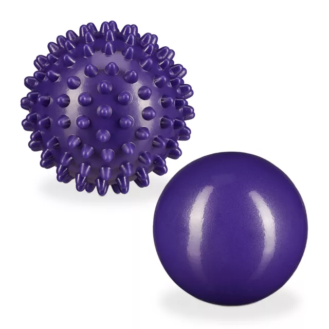 Set 2 palline massaggio sfere trigger point ball rulli massaggianti nodi viola