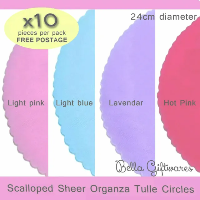 Scalloped Tulle Organza Circle Favour x10 Christening Communion - Sale Free Post