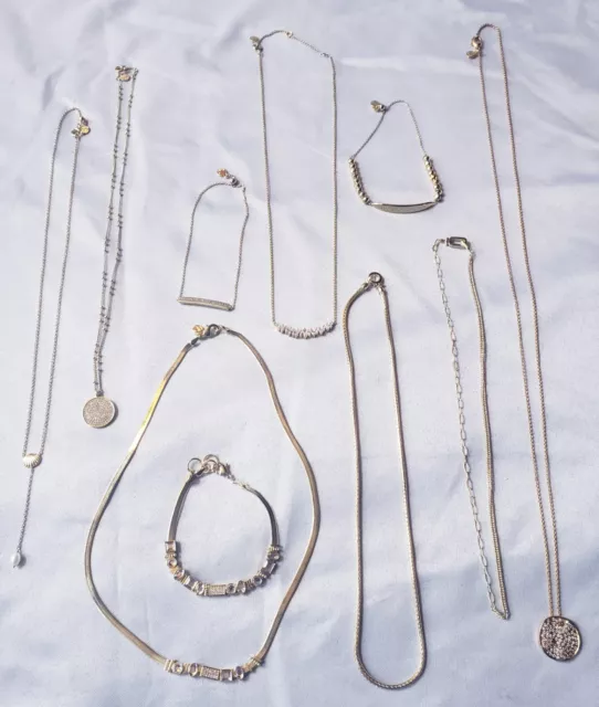 10 Piece Gorjana Modern Gold Tone Lot Necklace Bracelets GG Jewelry Amazing Lot