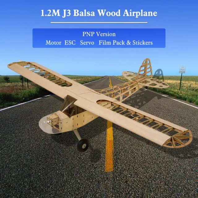 Dancing Wings Hobby S0804B Balsa Wood RC Airplane 1.2M Piper Cub J-3 Remote...