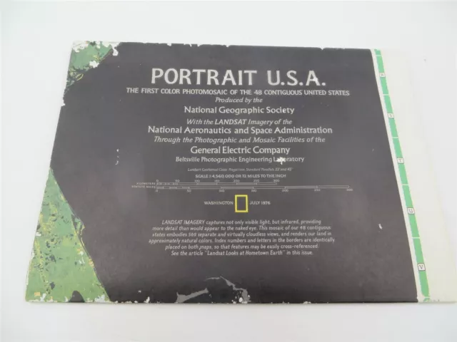Vintage National Geographic Map - Portrait USA - Photomosaic of the US - 1976