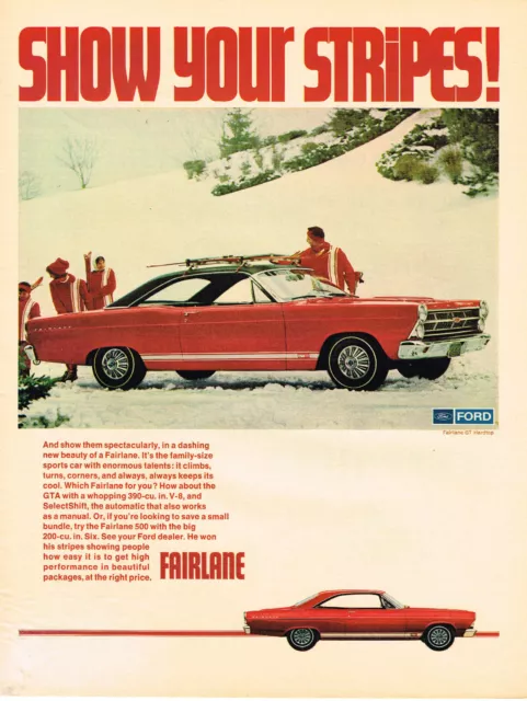 Vintage 1967 Magazine Ad Ford Fairlane The Family Size Sports Car At Right Price