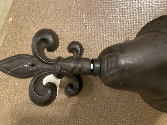Fleur De Lis Dinner Bell Cast Iron Wall Mount Antique Style Rustic Finish