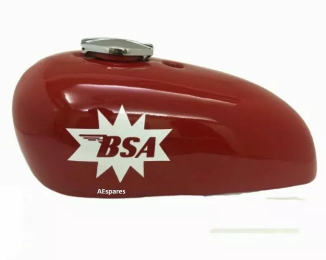 Pour BSA A65 Spitfire Hornet 2 Gallon Rouge Peint Acier Essence Tank Avec De @ 2