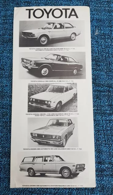Toyota 1970/71 Sales Brochure Leaflet - Corolla Corona Mk II Crown
