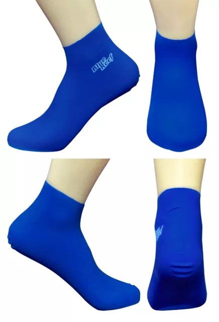 BLUE REEF Swim Socks Anti Verruca 100% Latex Swimming Pool Blue Zig Zag Sole