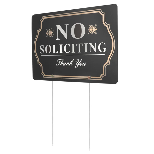 Cartello Metallico "No Soliciting" Con Palo – Riflettente, Antiruggine, 35,5x17,8 Cm Per Casa E Giardino - 3