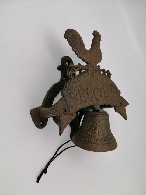 Comfy Hour Antique and Vintage Collection 7" Cast Iron Rooster Doorbell, Brown 2