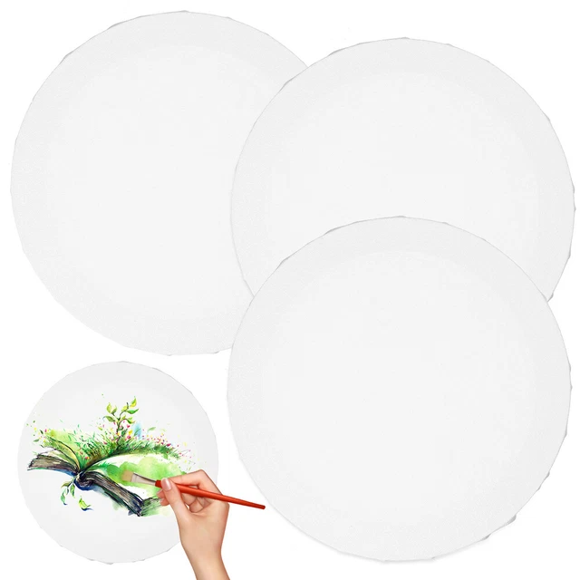 3 un. tableros de lienzo redondo en blanco para pintura tableros de lienzo