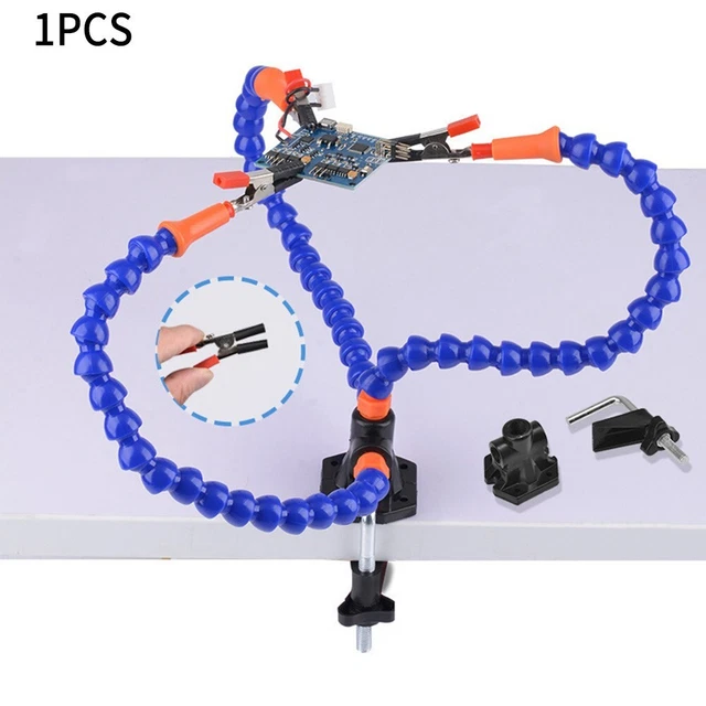 Strumento Terza Mano Per Saldatura Con 3 Bracci Flessibili A Collo Di Cigno E Clip - Base Pesante, Supporto Per Stagno