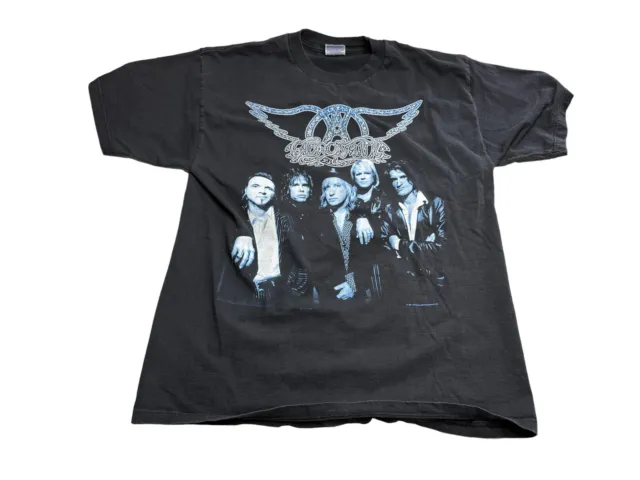 Vintage Aerosmith Nine Lives Tour 1997 T-Shirt Size XL Black Band Tee 90s