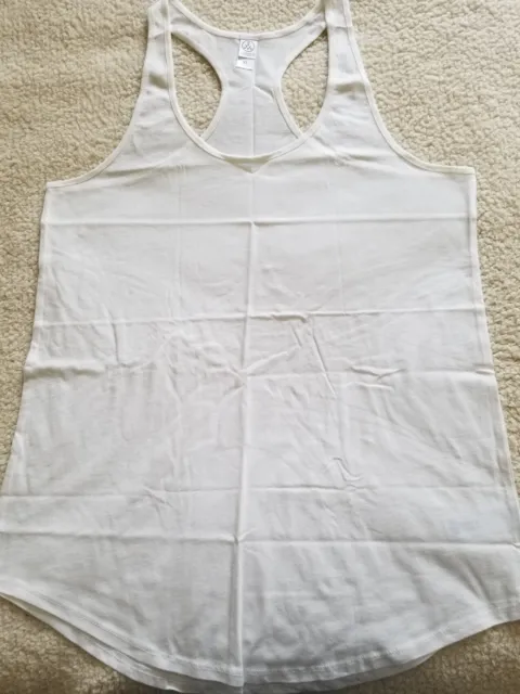 Alternative 100% Cotton Womens Racerback  Shirttail Tank Top White Size XL