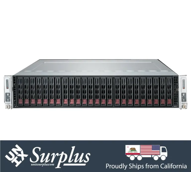 Supermicro 2 Node 24 Bay SAS2 6Gpbs UNRAID Server 4x E5-2667 v2 4.0Ghz Turbo CPU