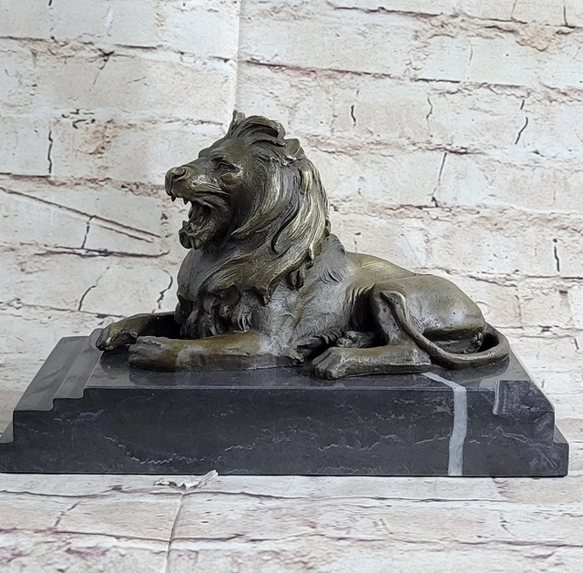 SIGNÉE BARYE KING De Jungle Lion Bronze Sculpture Vintage Reproduction ...