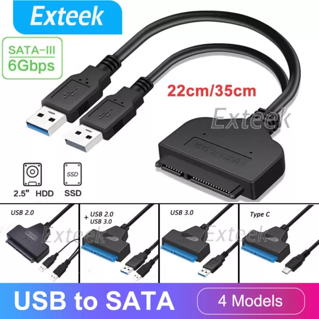 SATA to USB 3.0 2.0 Type C Adapter Cable for 2.5" Hard Drive SSD HDD Laptop Data