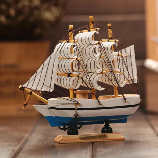 Wooden Model Ship Sailing Boat Decoration Nautical Schooner Wood Home Decor Gift