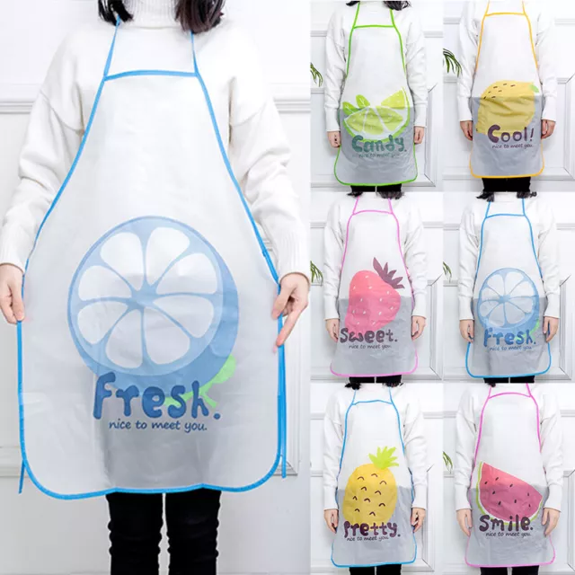 Kitchen Waterproof Apron Semi Transparen Cartoon Fruit Home Anti-oil Practical