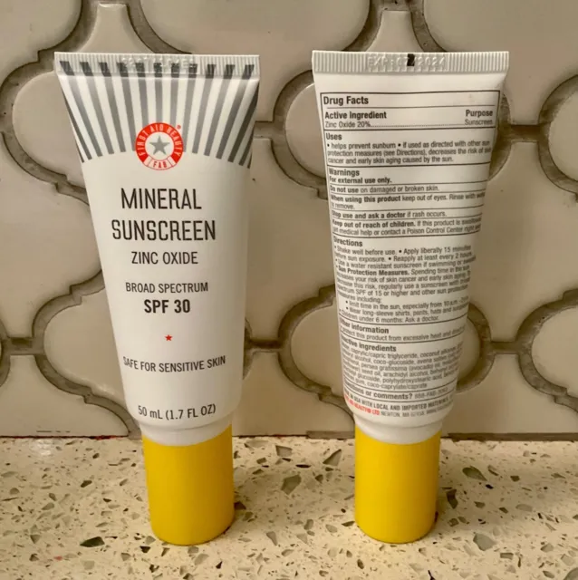 2 x First Aid Beauty FAB Mineral  Sunscreen Zinc Oxide SPF 30 - each = 1.7 oz
