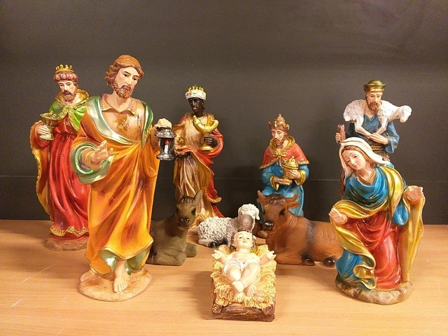 Statuette Presepe Natività - 11 Personaggi In Resina, 7cm, Marchio Paben - Foto 2