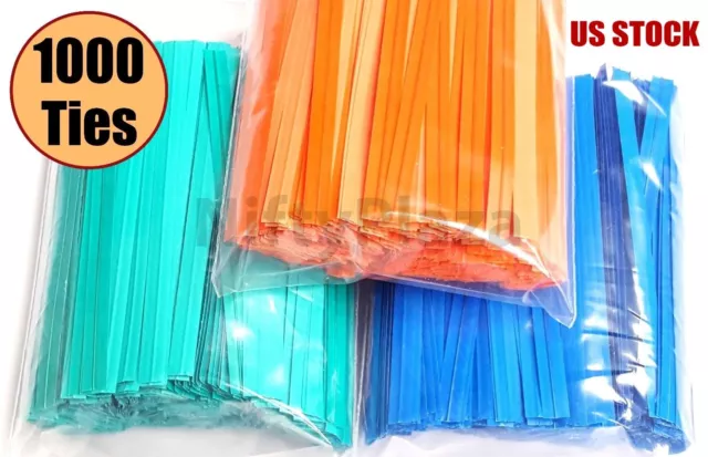 NiftyPlaza 1000 Twist Ties 4 Inch Length Plastic Coated No Rip Paper Ties Cello