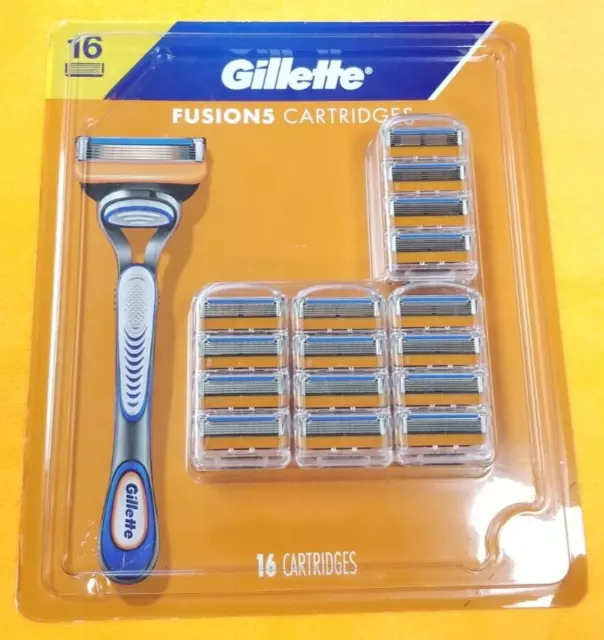 16 Gillette Fusion 5 Men's 5-Blade Razor Cartridges Fits All Fusion5 Handles NEW