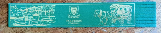 Polperro 🎣 Cornwall Green Vintage Leather Bookmark EXCELLENT FRONT! A47