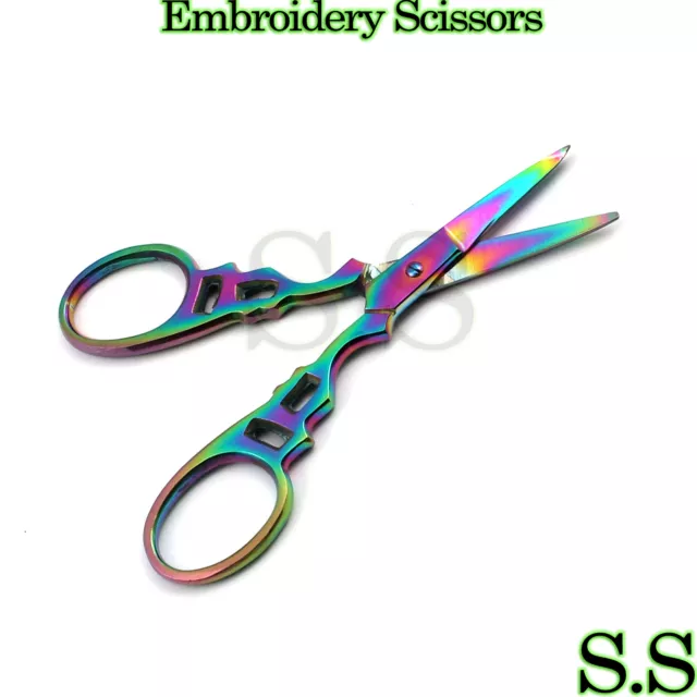 Multi Titanium Color Rainbow Sewing Craft Embroidery Scissors 3.5" BTS-643