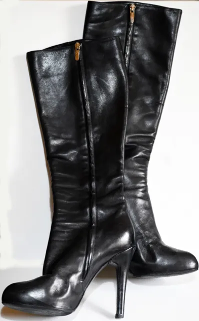 SERGIO ROSSI LADIES Black Leather Italian Stiletto Boots EU 38 Used £30 ...