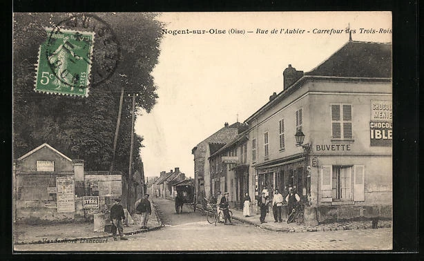 CPA Nogent-sur-Oise, Rue de l'Aubier, Carrefour-des-Trois-Rois