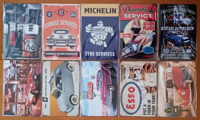 JOB LOT bundle 10 Retro tin signs Esso petrol mustang michelin Metal plaque sign