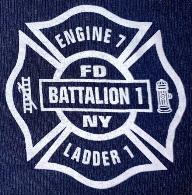 FDNY FIRE DEPARTMENT New York City NYC T-Shirt Sz L Engine 7 Ladder 1 ...