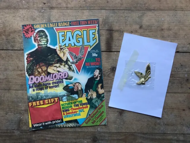 EAGLE Comic Issue No. 2 03/04/1982 - Doomlord, with free gift Eagle badge