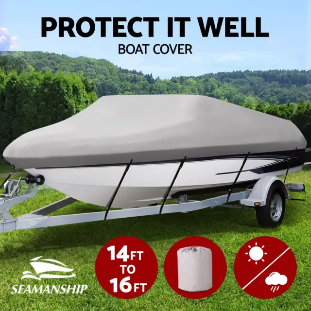 Seamanship 14-16 ft Boat Cover Trailerable Marine 600D Heavy Duty