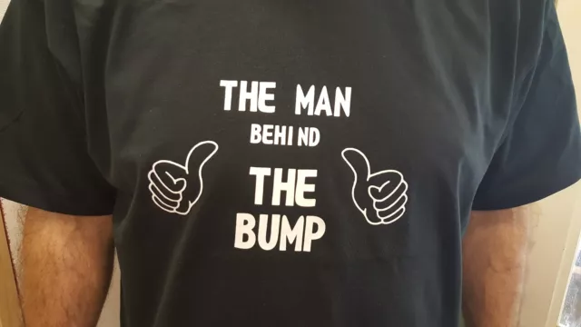 The Man Behind The Bump T Shirt Father To Be New Baby Dad Daddy Pregnancy Gift