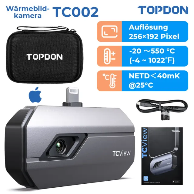 TOPDON TC002 IR Wärmebildkamera Infrarotkamera Thermografie für IOS Geräten 40mk