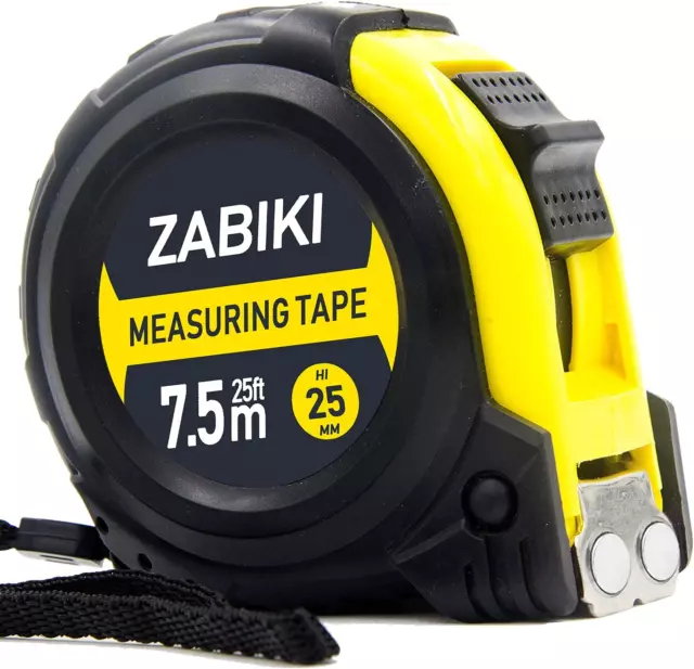 Zabiki Measuring Tape Measure, 25 Ft Easy to Read Decimal Retractable Dual Side