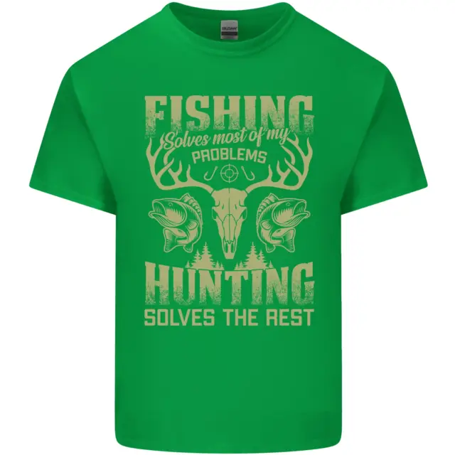 T-shirt da pesca e caccia pescatore cacciatore divertente da uomo cotone 12