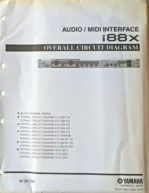 Yamaha i88X Audio/MIDI Interface Original Globale Circuit Diagramme, Schematics