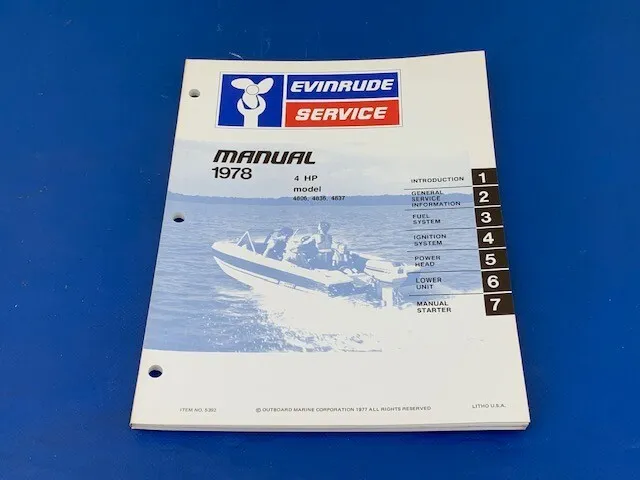 1978 Evinrude Johnson 4hp FOUR Outboard FACTORY OEM Service Shop Repair Manual