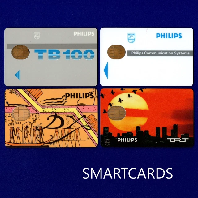 🙂 🙂 🙂 4 x!!!! SMARTCARD PHILIPS SISTEMI DI COMUNICAZIONE TB-100 TRT DX CHIPCARD